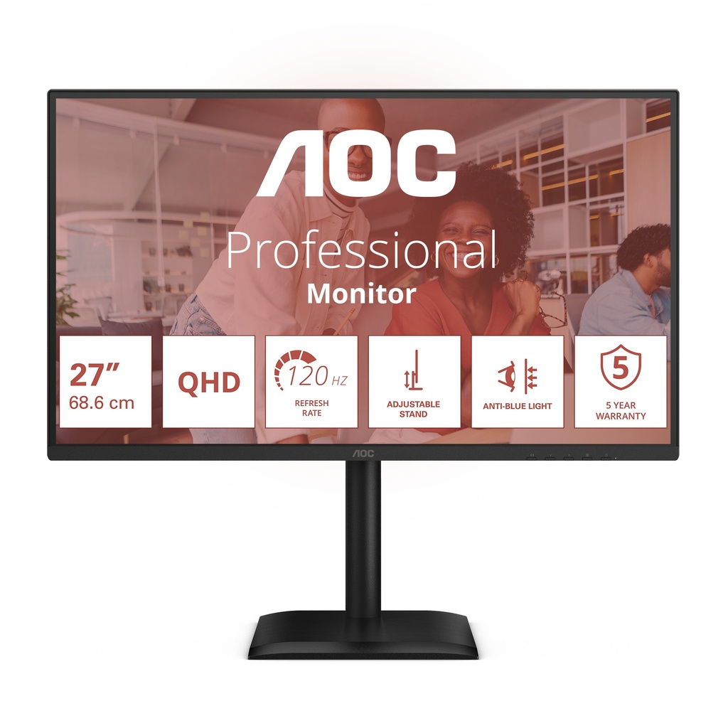 [Q27E4U] AOC E4 Q27E4U computer monitor 68.6 cm (27") 2560 x 1440 pixels Quad HD LED Black