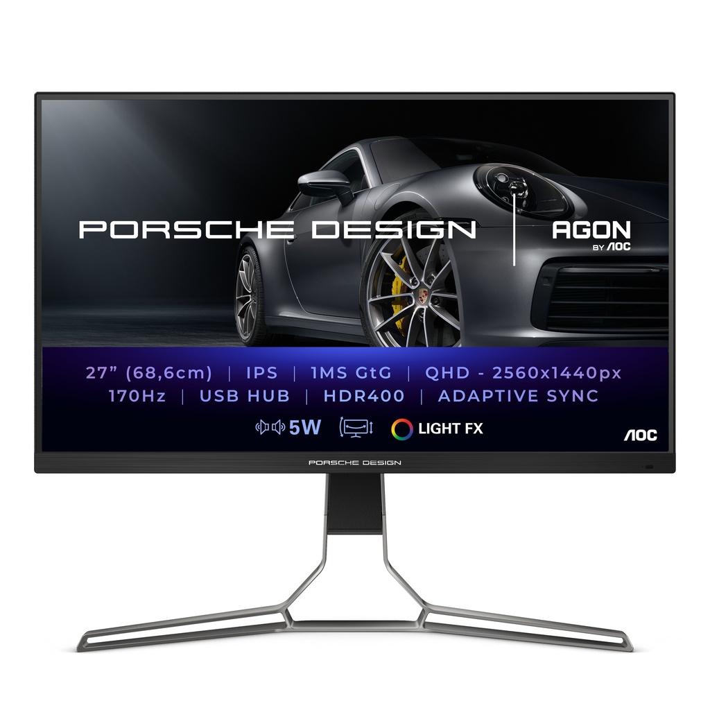 [PD27S] AOC Porsche PD27S computer monitor 68.6 cm (27") 2560 x 1440 pixels Quad HD LCD Black, Grey