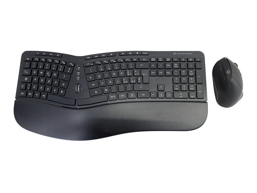 [ORAZIO02IT] Conceptronic ORAZIO ERGO Wireless Ergonomic Keyboard & Mouse Kit, Italian layout