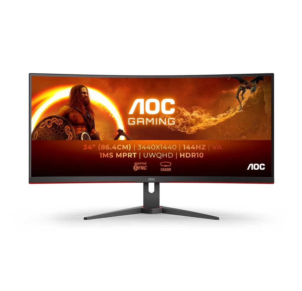 [CU34G2XE/BK] AOC G2 CU34G2XE/BK computer monitor 86.4 cm (34") 3440 x 1440 pixels Wide Quad HD LCD Black, Red
