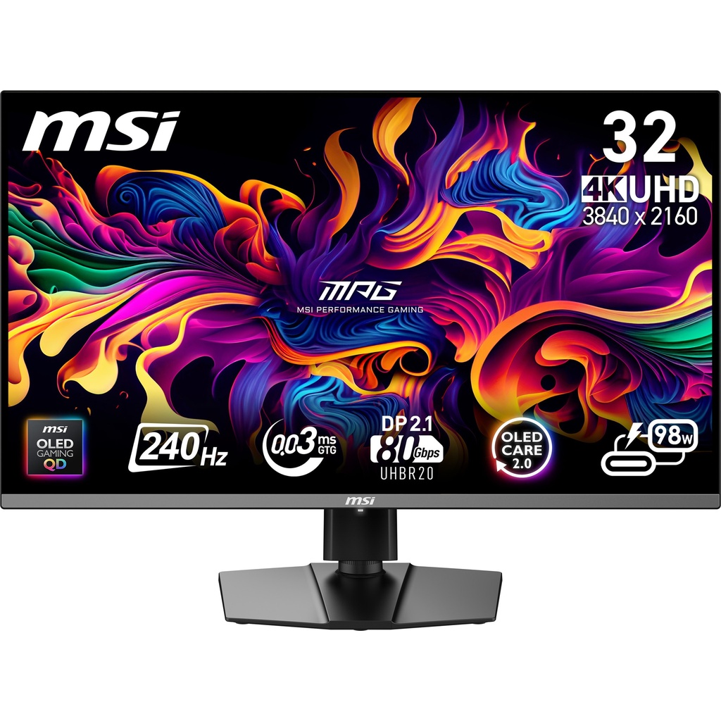 MSI MPG 322URX QD-OLED computer monitor 80 cm (31.5") 3840 x 2160 pixels 4K Ultra HD Black