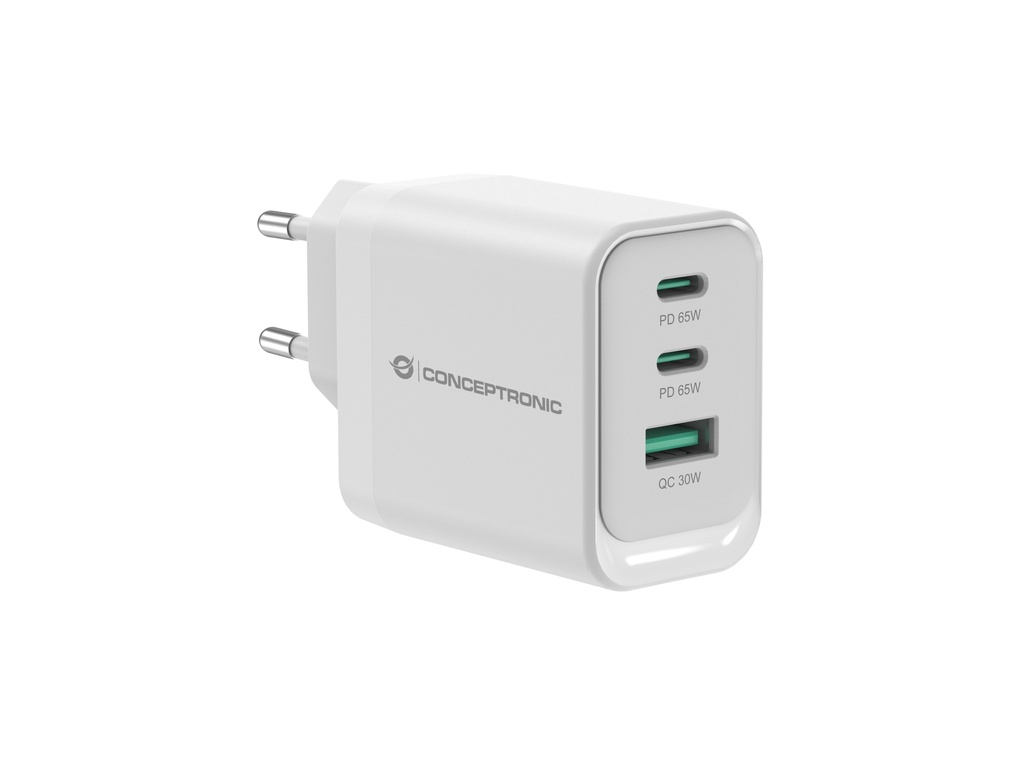 [ALTHEA21W65] Conceptronic ALTHEA21W65 3-Port 65W GaN USB PD Charger, USB-C x 2, USB-A x 1, QC 3.0, PPS, PD 3.0