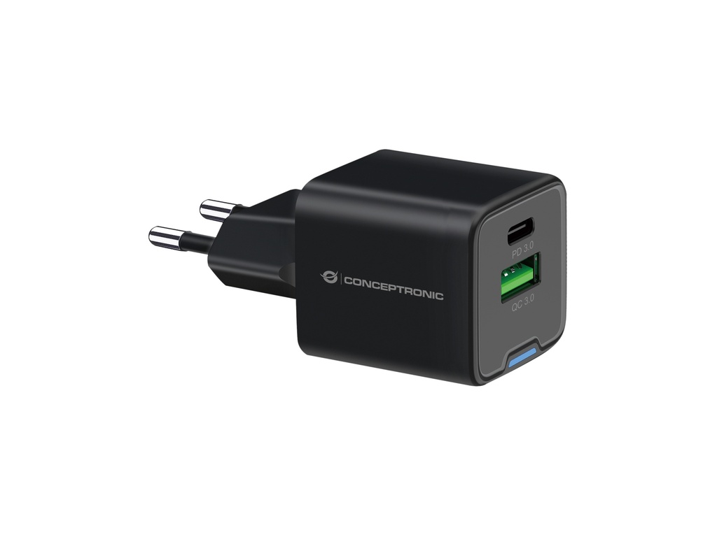 [ALTHEA15B] Conceptronic 2-Port 20W GaN USB PD Charger, USB-C x 1, USB-A x 1, QC 3.0, PPS