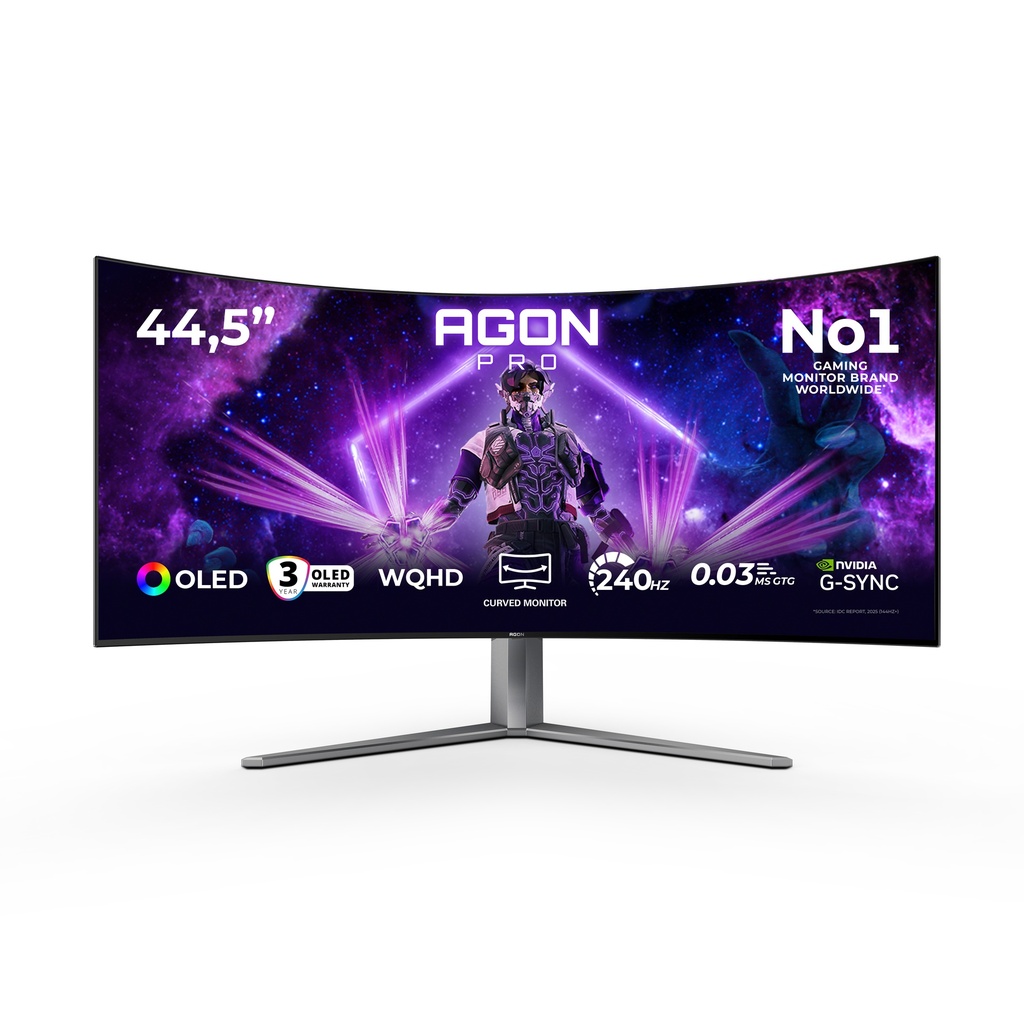 [AG456UCZD] AOC AGON PRO AG456UCZD computer monitor 113 cm (44.5") 3440 x 1440 pixels Wide Quad HD OLED Black, Grey