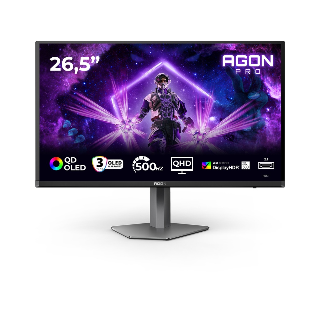 [AG276QKD2] AOC AGON PRO AG276QKD2 computer monitor 67.3 cm (26.5") 2560 x 1440 pixels Quad HD QD-OLED Black, Grey