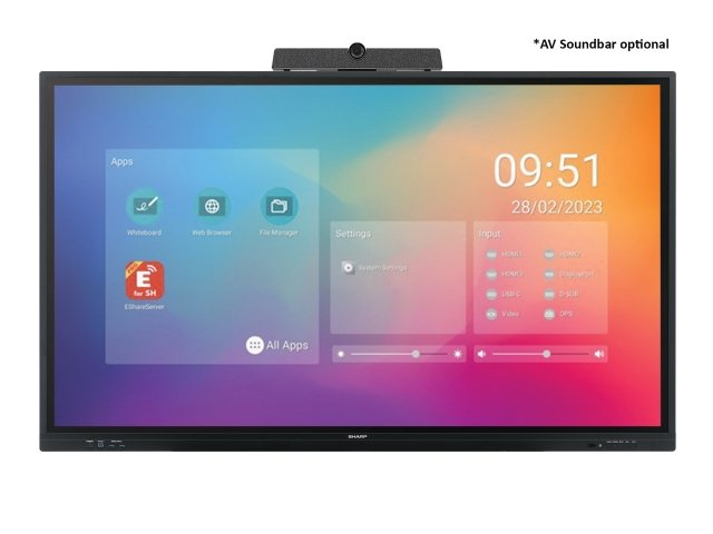 [60005892] Sharp PN-LC752 Digital signage flat panel 190.5 cm (75") LCD Wi-Fi 450 cd/m² 4K Ultra HD Black Touchscreen Built-in processor Android 11 16/7