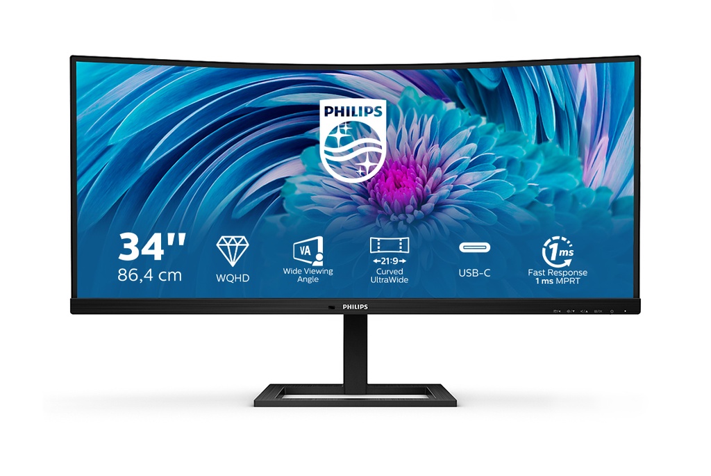 [346E2CUAE/00] Philips E Line 346E2CUAE/00 computer monitor 86.4 cm (34") 3440 x 1440 pixels Wide Quad HD+ LCD Black