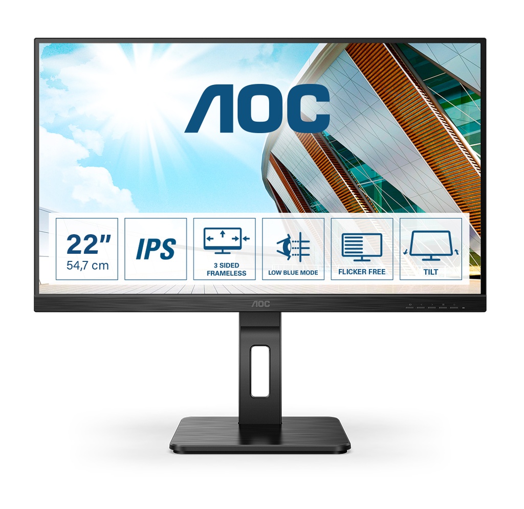 [22P2DU] AOC P2 22P2DU computer monitor 54.6 cm (21.5") 1920 x 1080 pixels Full HD LED Black