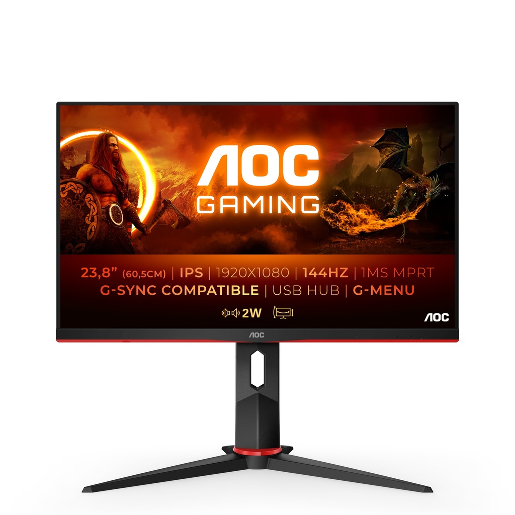 [24G2U/BK] AOC G2 24G2U/BK computer monitor 60.5 cm (23.8") 1920 x 1080 pixels Full HD LED Black, Red