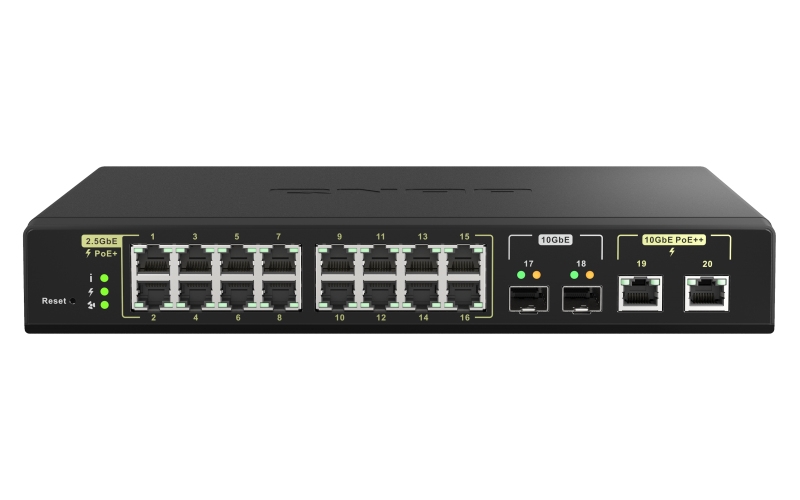 QNAP QSW-M2116P-2T2S network switch Managed L2 2.5G Ethernet Power over Ethernet (PoE) Black