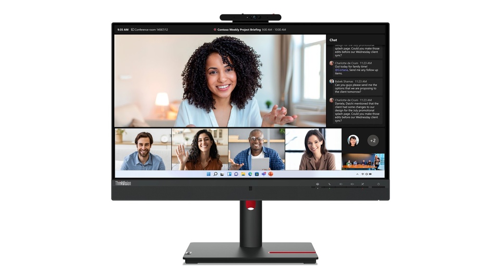 Monitor Lenovo ThinkVision T24mv-30 24'' Full HD IPS HDMI DisplayPort USB-C Pivot Webcam LED Nero