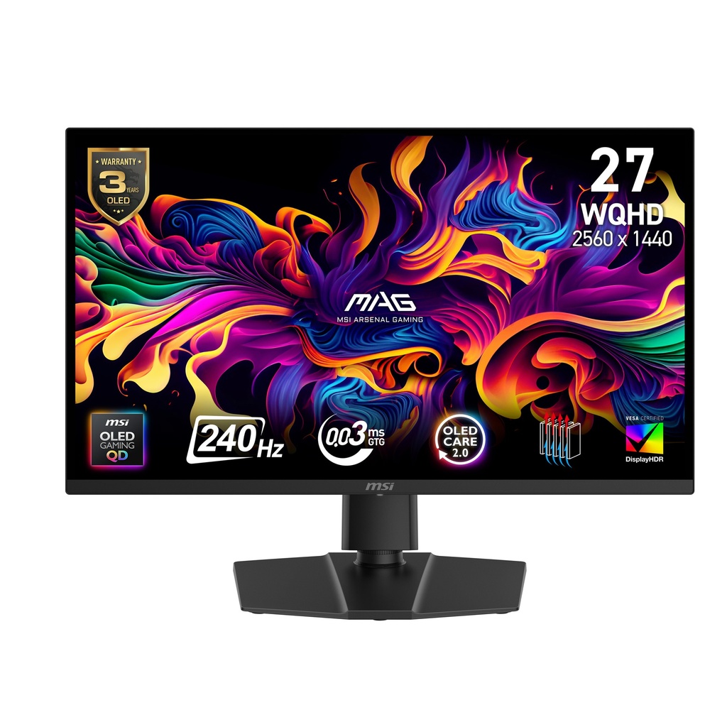 [9S6-3CD89T-025] MSI MAG 271QP QD-OLED X24 computer monitor 67.3 cm (26.5") 2560 x 1440 pixels Wide Quad HD Black
