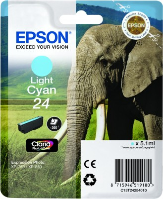 ORIGINAL Epson Cartuccia d'inchiostro ciano (chiaro) C13T24254012 24 ~360 Seiten 5,1ml