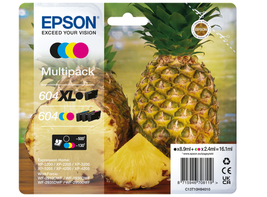 ORIGINAL Epson Multipack nero / ciano / magenta / giallo C13T10H94010 604 XL ~890 Seiten 2,4ml
