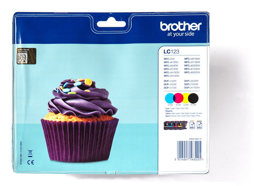 ORIGINAL Brother Multipack nero / ciano / magenta / giallo LC-123 LC123VALBPDR ~2400 Seiten 4 cartucce d'inchiostro LC123: BK+C+M+Y