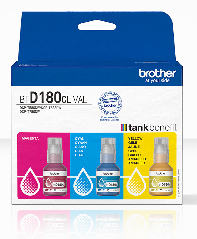 ORIGINAL Brother Multipack ciano / magenta / giallo BTD-180 BTD180CLVAL ~15000 Seiten