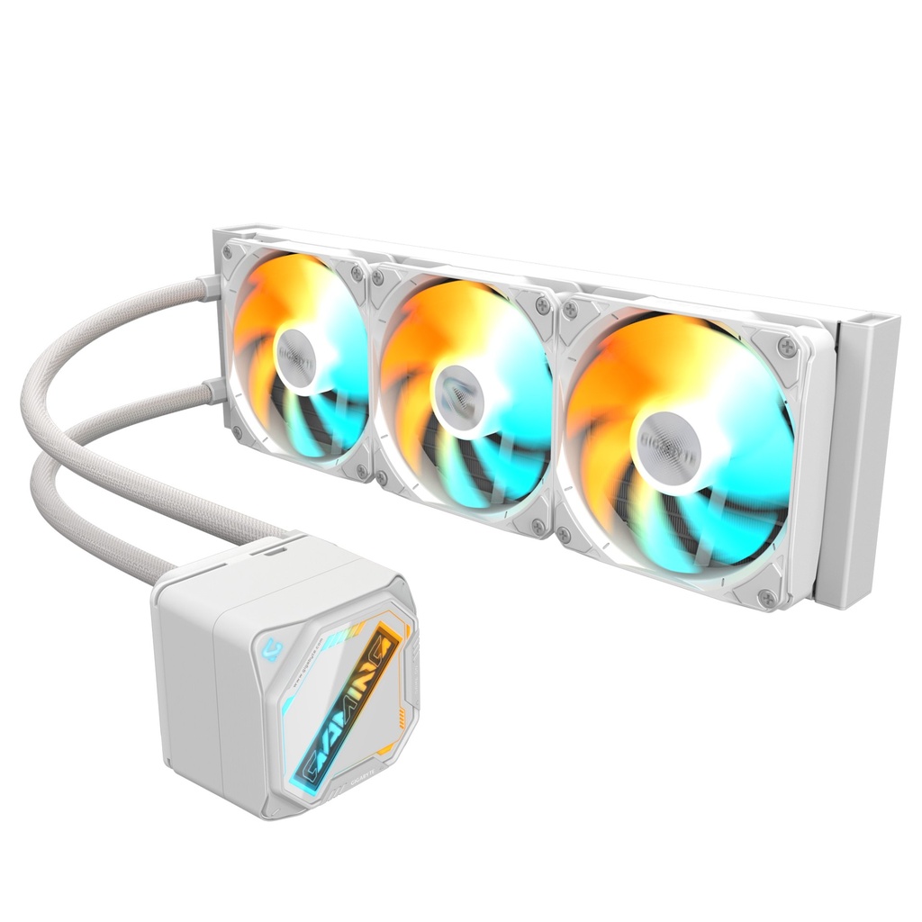 [GP-GIGABYTE GME 360I] GIGABYTE GAMING 360 ICE Liquid CPU Cooler- 3x120mm ARGB Fans, slide-in interlocking mechanism, DAISY-CHAIN, Intel LGA 1851 and AMD AM5 Compatible