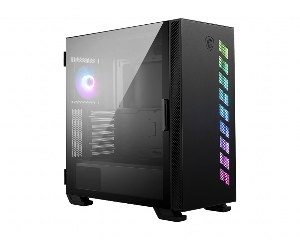 MSI MAG VAMPIRIC 300R Mid Tower Gaming Computer Case 'Black, 1x 120mm ARGB Fan, USB Type-C, Tempered Glass, Center, E-ATX, ATX, mATX, mini-ITX'