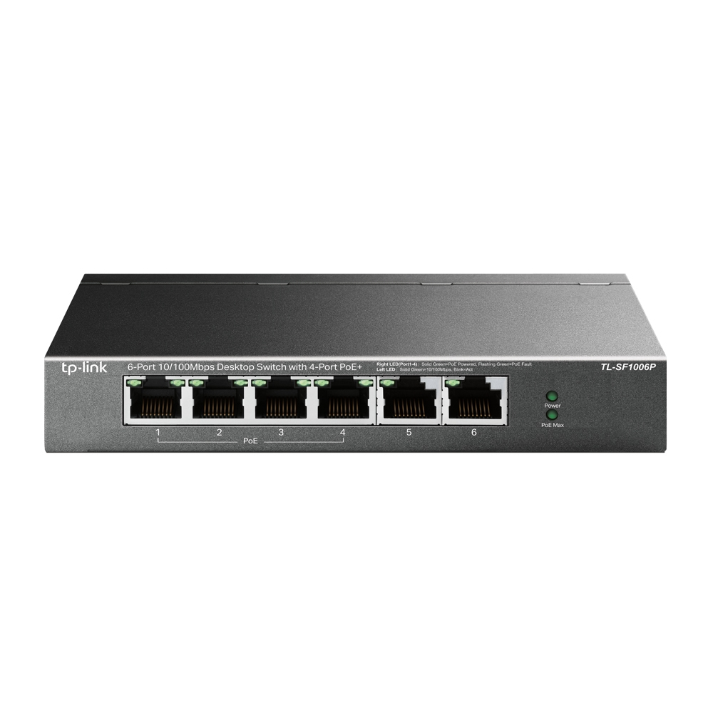 [TL-SF1006P] TP-Link TL-SF1006P network switch Unmanaged Fast Ethernet (10/100) Power over Ethernet (PoE) Black