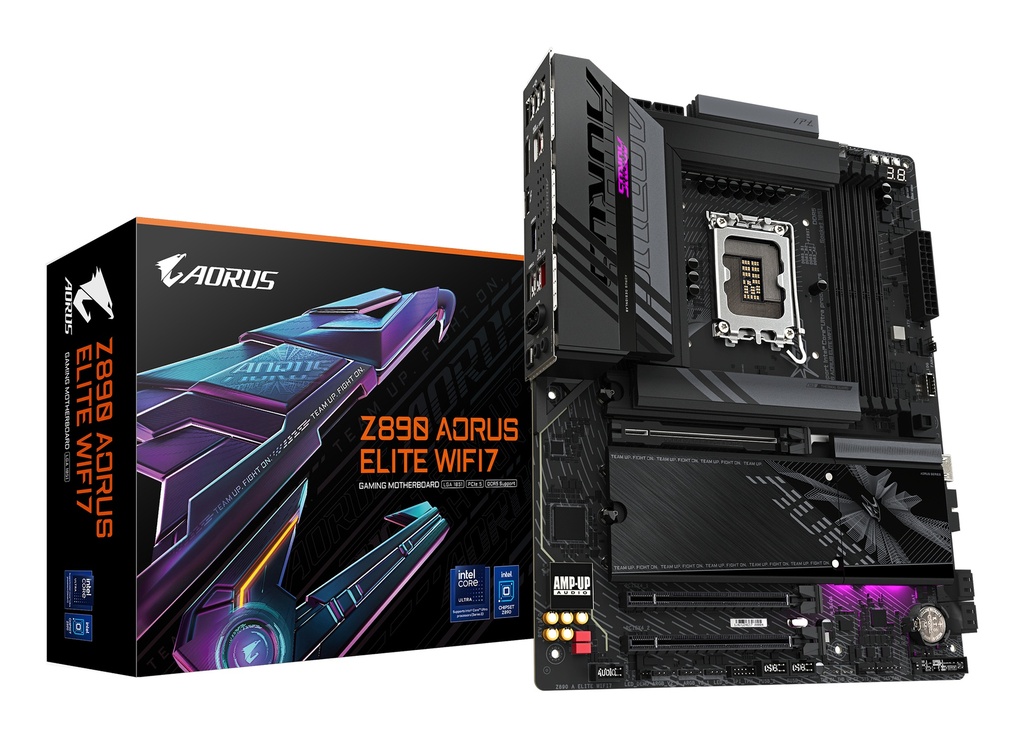 GIGABYTE Z890 AORUS ELITE WIFI7 Motherboard - Supports Intel Core Ultra (Series 2) CPUs, 16+1+2 phases VRM, up to 8800MHz DDR5 (OC), 1xPCIe 5.0 + 3xPCIe 4.0, Wi-Fi 7, 2.5GbE LAN, Thunderbolt 4