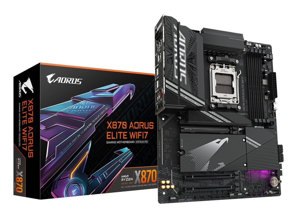 GIGABYTE X870 AORUS ELITE WIFI7 Motherboard - Supports AMD Ryzen 9000 CPUs, 16+2+2 phases VRM, up to 8000MHz DDR5 (OC), 3xPCIe 5.0 + 1xPCIe 4.0, Wi-Fi 7, 2.5GbE LAN, USB 4