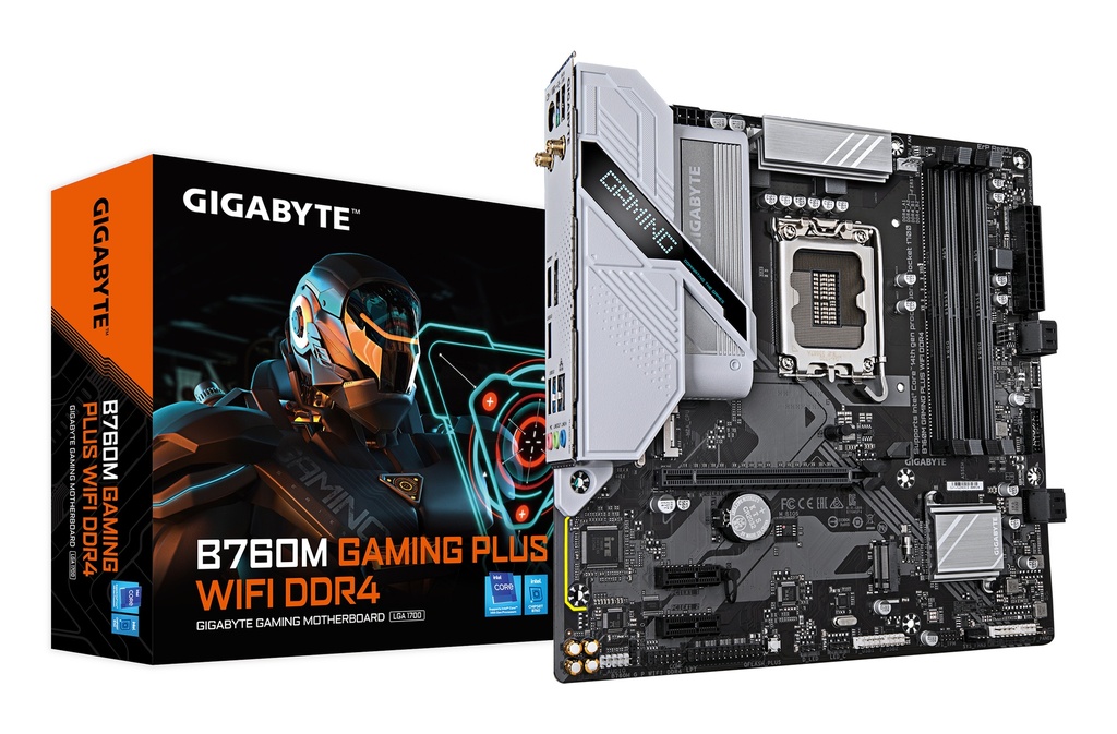 GIGABYTE B760M GAMING PLUS WIFI DDR4 Scheda madre - Supporta CPU Intel Core di 14a generazione, VRM a 4+1+1 fasi, fino a 5333 MHz DDR4 (OC), 2xPCIe 4.0 M.2, Wi-Fi 6, LAN 1 GbE, USB 3.2 Gen 1