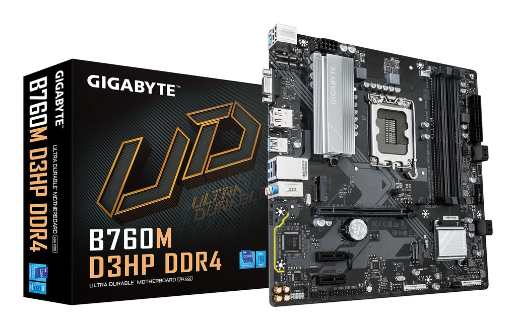 GIGABYTE B760M D3HP DDR4 Motherboard - Supports Intel Core 14th Gen CPUs, 4+1+1 Phases Digital VRM, up to 5333MHz DDR4 (OC), 2xPCIe 4.0 M.2, GbE LAN, USB 3.2 Gen1