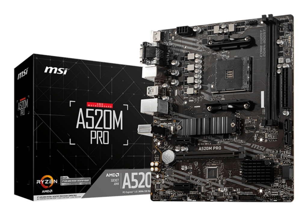 MSI A520M PRO motherboard AMD A520 Socket AM4 micro ATX