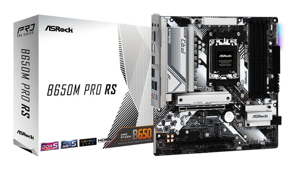 Scheda Madre ASRock B650M Pro RS AMD AM5 DDR5 Micro ATX Argento