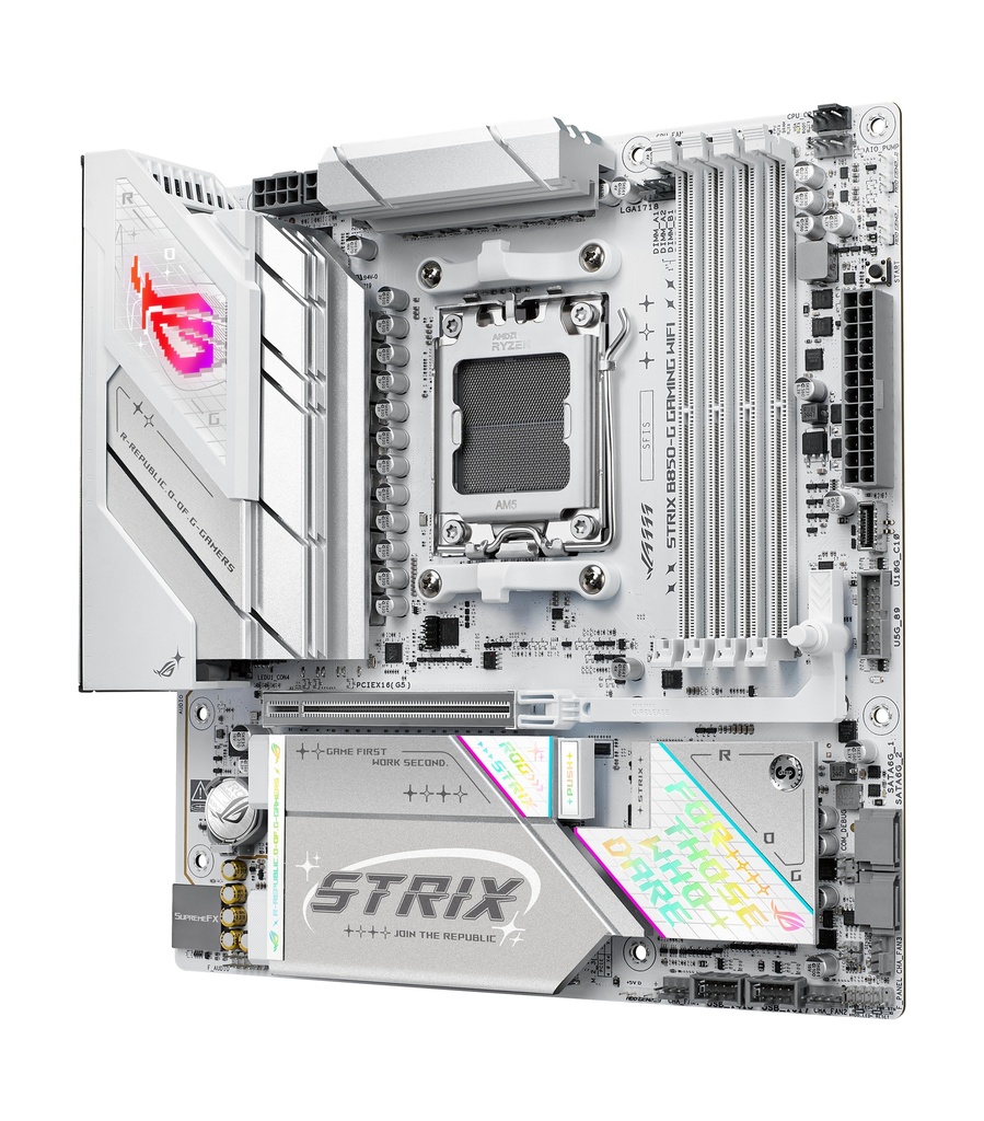 Scheda Madre ASUS ROG STRIX B850-G Gaming WIFI AM5 DDR5 Micro-ATX Bianco