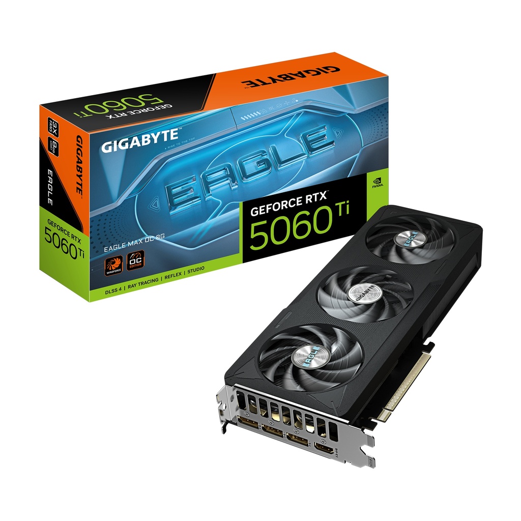 GIGABYTE GeForce RTX 5060 Ti WINDFORCE MAX OC 8G Graphics Card - 8GB GDDR7, 128bit, PCI-E 5.0, 2617MHz Core Clock, 3 x DP, 1 x HDMI, NVIDIA DLSS 4, GV-N506TEAGLEMAX OC-8GD