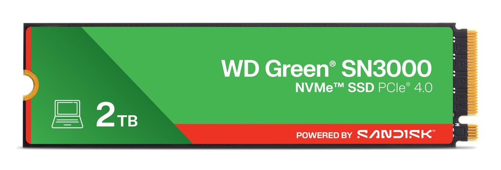 SSD WD Green 2TB SN3000 NVME M.2 PCIe 4.0 x4 WDS200T4G0E